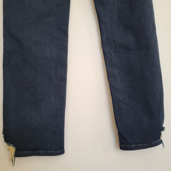 FRAME Le High Straight Jeans Porter Chew Hem Mid Rise Dark Wash Women 26 - Picture 8 of 13